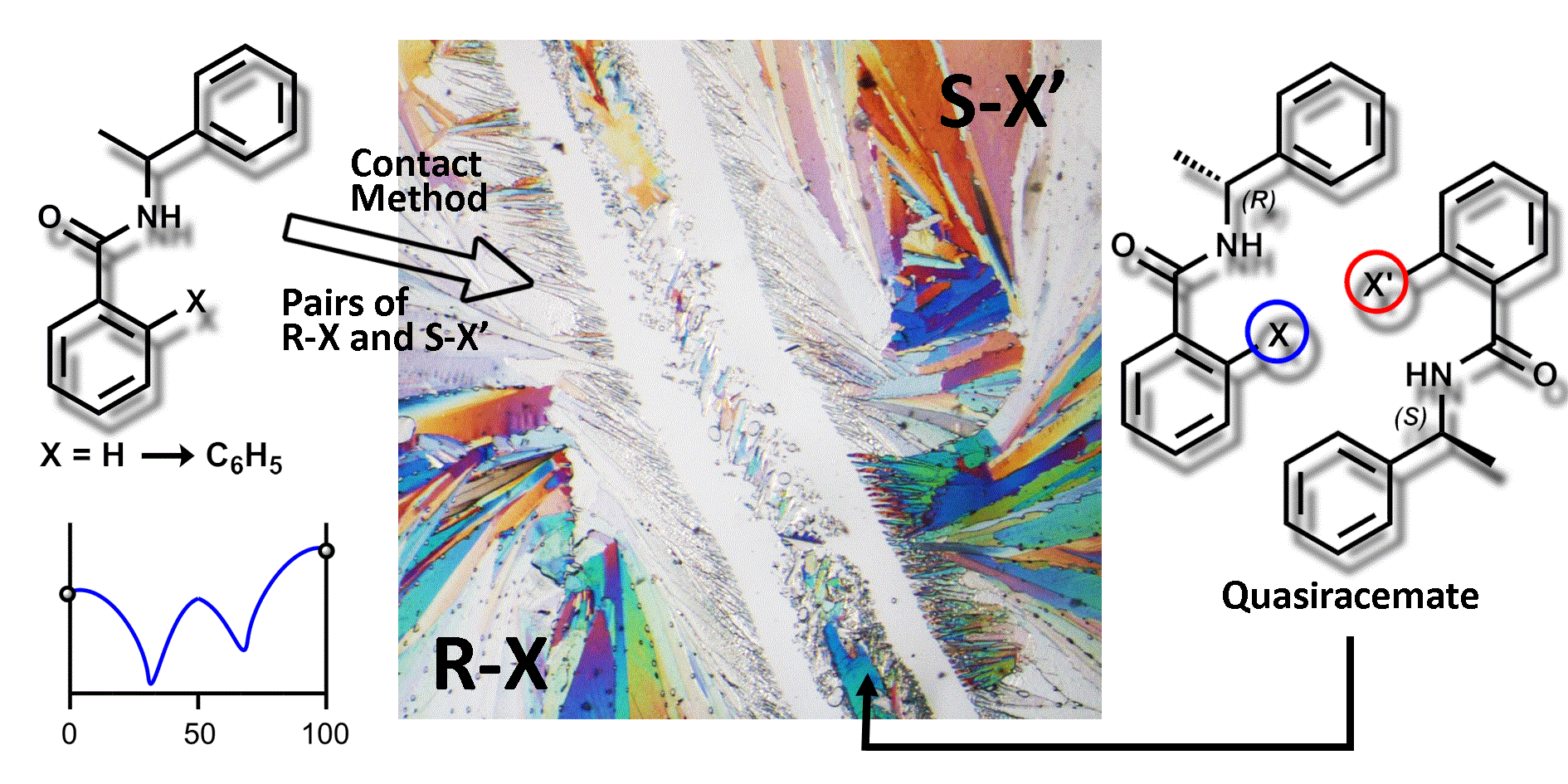 Figure
                              showing a snap-shot of a virtual melting
                              point diagram of quasienantiomers.